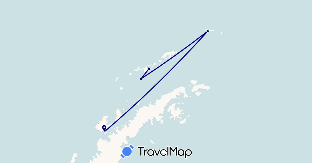 TravelMap itinerary: driving in Antarctica (Antarctica)